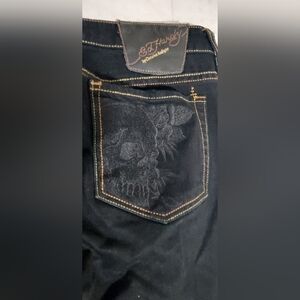 Vintage Ed Hardy Skull, Black, skinny jeans. Size 30.
